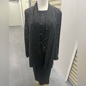 Dana Buchman Silk Beaded Blazer Cami Skirt Set